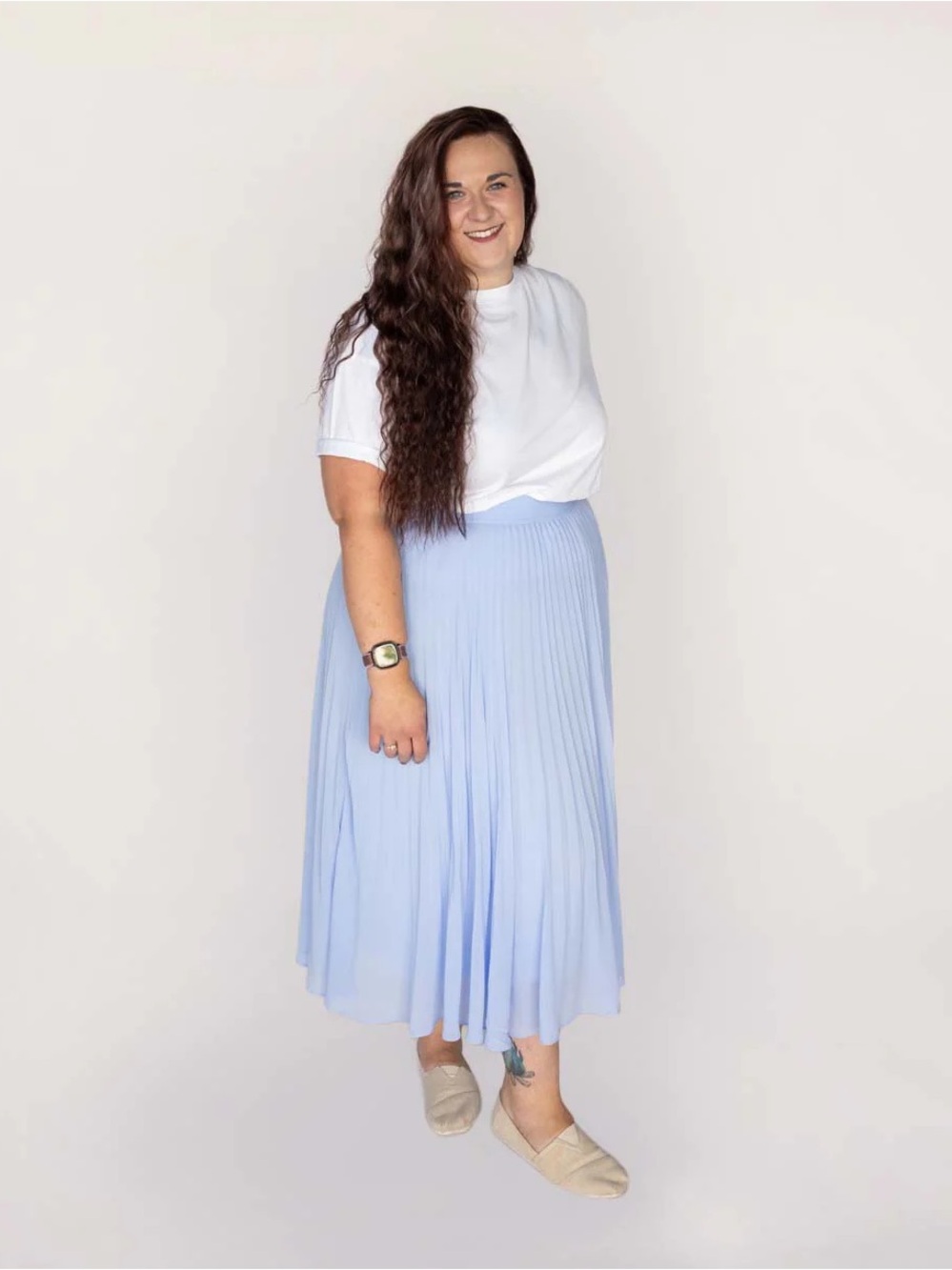 Gentle Fawn Pleated Maxi Skirt in Light Blue